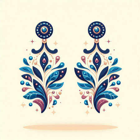 Beautiful earrings in oriental style. Vector Illustration.のイラスト素材