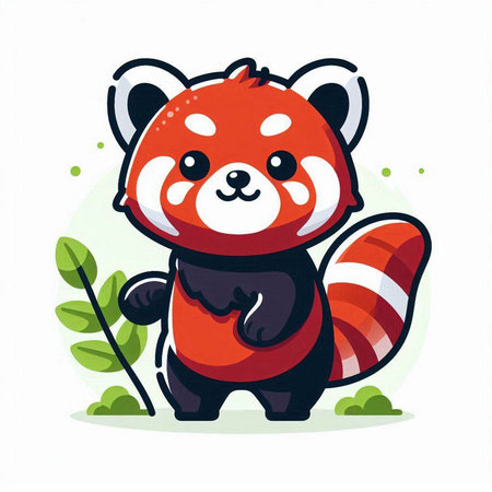 Cute red panda vector illustration. Cute cartoon character.のイラスト素材