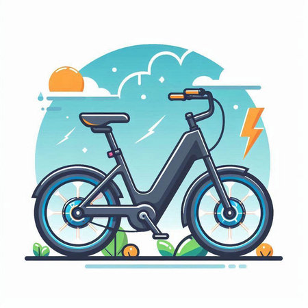 Bicycle on the background of the blue sky. Vector illustration.のイラスト素材