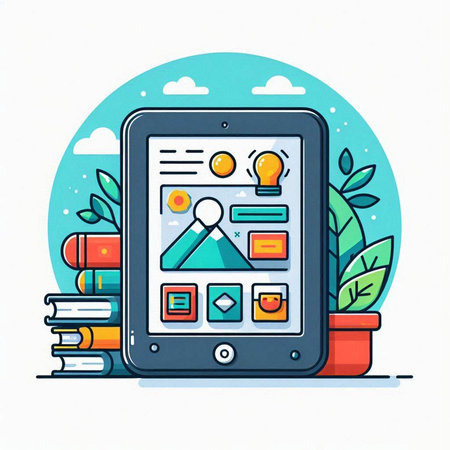 Flat design modern concept of online education, e-learning, online courses. Vector illustration.のイラスト素材