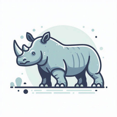 Rhino. Vector illustration in flat style isolated on white background.のイラスト素材