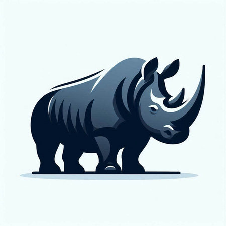 Black rhinoceros on white background. Vector illustration for your designのイラスト素材