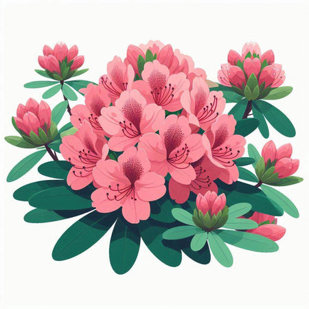 Bouquet of pink rhododendrons. Vector illustration.のイラスト素材