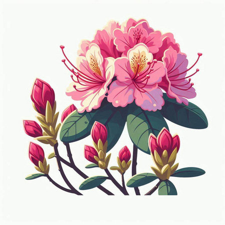 Bouquet of rhododendrons. Vector illustration.のイラスト素材