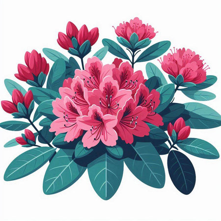 Bouquet of rhododendrons. Vector illustration.のイラスト素材