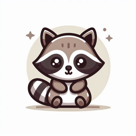 Cute raccoon cartoon vector illustration. Cute raccoon character design.のイラスト素材