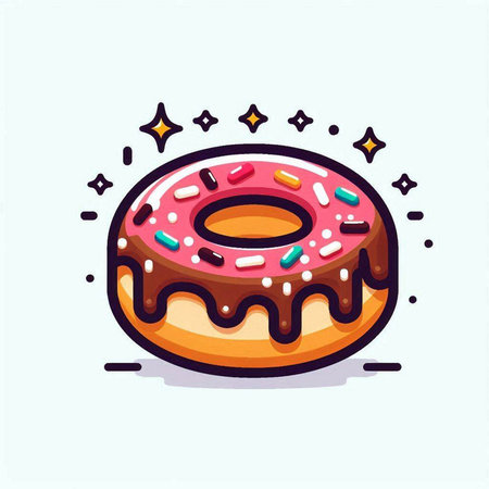 Illustration of a donut with sprinkles. Vector illustration.のイラスト素材