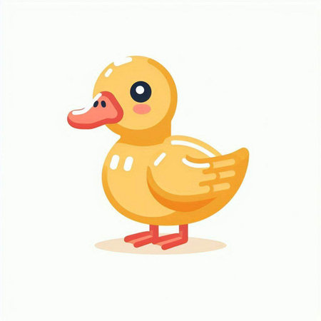 Cute cartoon duck isolated on a white background. Vector illustration.のイラスト素材