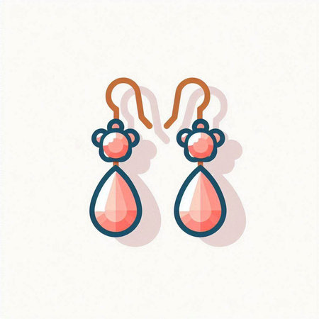 Earrings, earrings icon. Vector illustration in trendy flat styleのイラスト素材