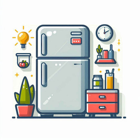 Modern flat design vector illustration concept of home appliances and household items.のイラスト素材