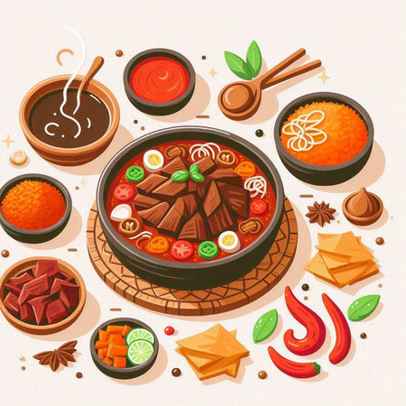Chinese cuisine, traditional food and dishes, vector illustration. Chinese cuisine.のイラスト素材