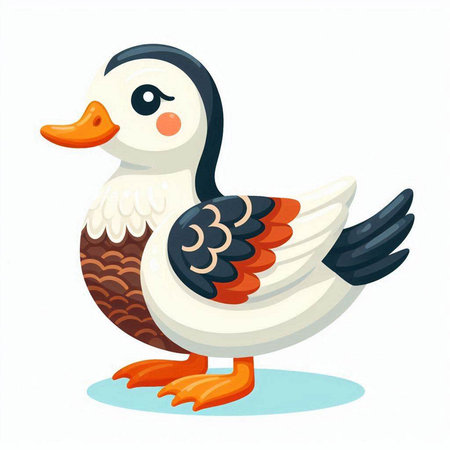 Cute cartoon duck. Vector illustration isolated on a white background.のイラスト素材