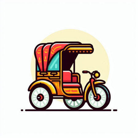 Tuk tuk, rickshaw vector icon. Vector illustrationのイラスト素材