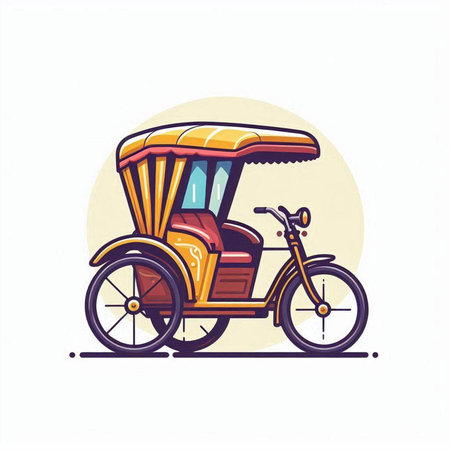 Tuk-tuk icon. Vector illustration in flat style.のイラスト素材