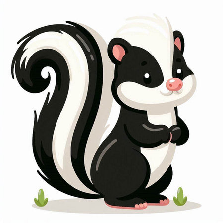 Cute skunk isolated on a white background. Vector illustration.のイラスト素材