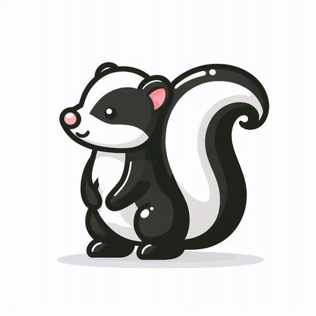 Skunk vector illustration. Cute cartoon skunk isolated on white background.のイラスト素材