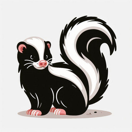 cute skunk in black and white color, vector illustration.のイラスト素材