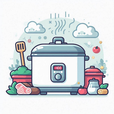 Vector illustration of modern flat style cooking concept. Icons for web and mobile applications.のイラスト素材
