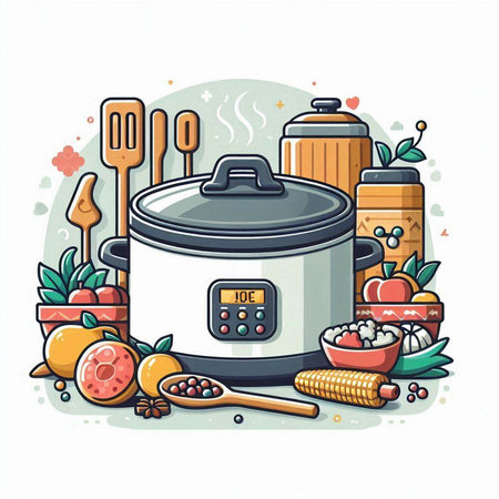 Cooking in the kitchen. Vector illustration in a flat style.のイラスト素材