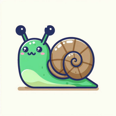 Cute cartoon snail. Vector illustration. Isolated on white background.のイラスト素材