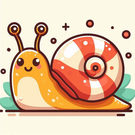 Cartoon funny snail. Vector illustration of a snail on a light background.のイラスト素材