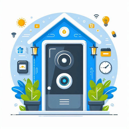 House with safe. Home security concept. Flat design vector illustration.のイラスト素材