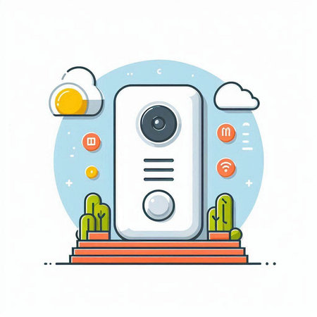 Vector illustration of speaker with cloud computing icons. Modern thin line flat design.のイラスト素材