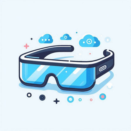 Virtual reality glasses vector illustration. Modern flat design concept of VR glasses.のイラスト素材