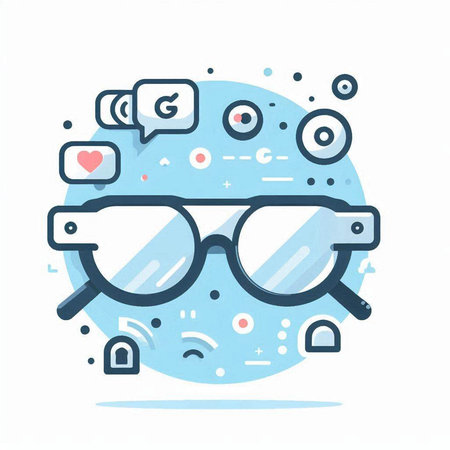 Sunglasses and social media icons. Vector illustration. Flat design.のイラスト素材