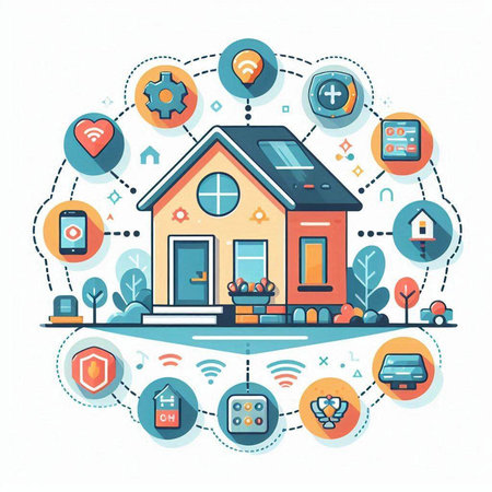 Smart home and internet of things concept. Vector illustration in flat styleのイラスト素材