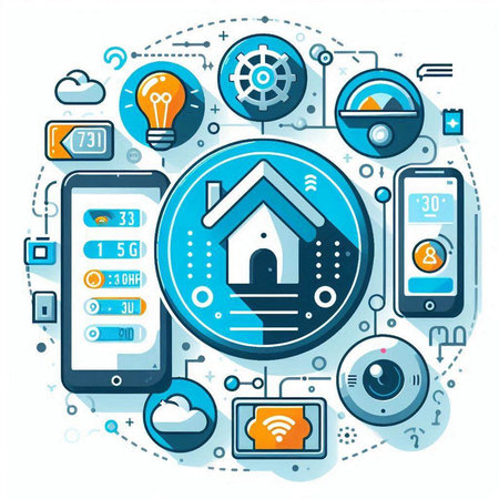 Smart home and internet of things concept. Modern thin line vector illustration.のイラスト素材