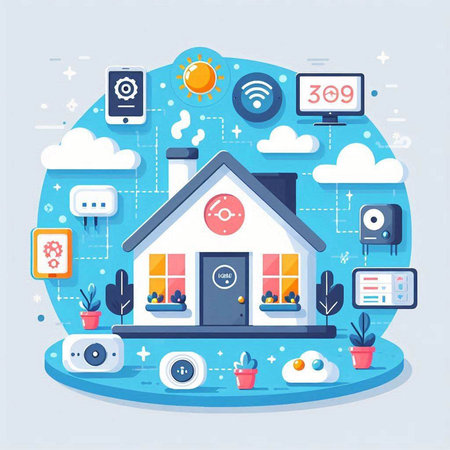 Smart home technology concept. Vector illustration in flat style for web designのイラスト素材