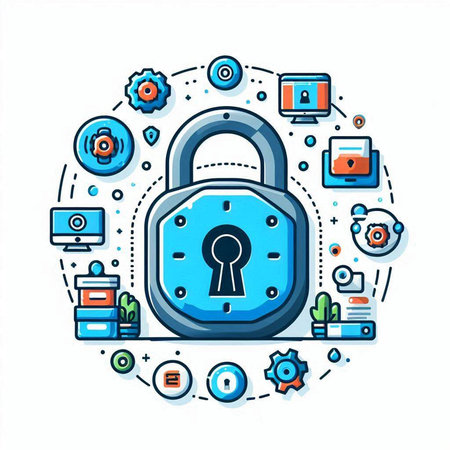 Vector illustration of the concept of security and protection of personal data.のイラスト素材