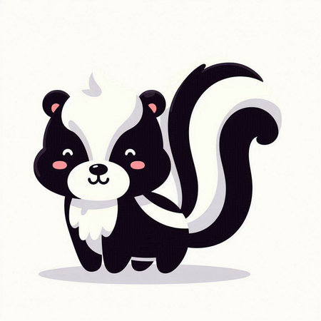 Cute skunk cartoon on a white background. Vector illustration.のイラスト素材