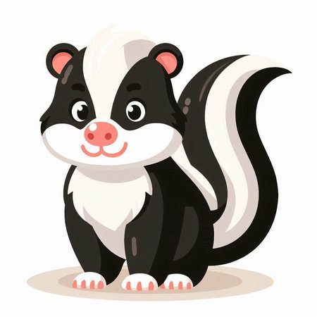 Skunk. Cute cartoon character. Vector illustration isolated on white background.のイラスト素材