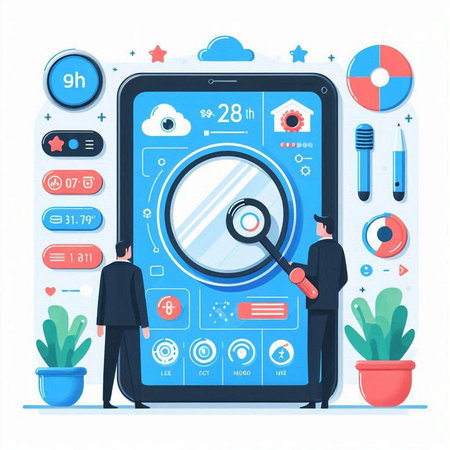 Search engine optimization concept. Modern flat design vector illustration concept for website and mobile website development.のイラスト素材