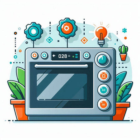 Illustration of Oven in flat design style. Vector illustration.のイラスト素材
