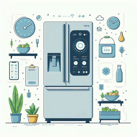 Illustration of modern household appliances in flat style. Vector illustration.のイラスト素材