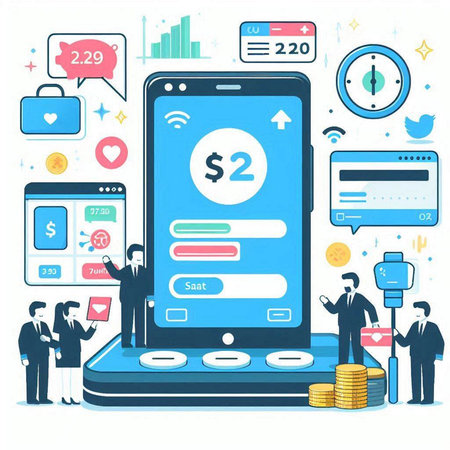 Flat design vector illustration concept of mobile banking, online payment, online banking, e-commerce, e-payment, e-commerce.のイラスト素材