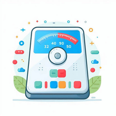 Colorful vector illustration of an electric meter on a white background.のイラスト素材