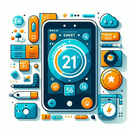 Smartphone screen with app icons. Vector illustration in flat style.のイラスト素材