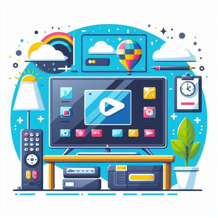Flat design modern vector illustration concept of online entertainment and multimedia.のイラスト素材