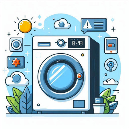 Washing machine. Laundry service concept. Vector illustration.のイラスト素材