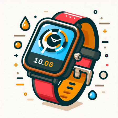 Smart watch with smartwatch icon in flat style. Vector illustration.のイラスト素材