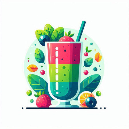 Fruit smoothie. Colorful vector illustration in flat style.のイラスト素材
