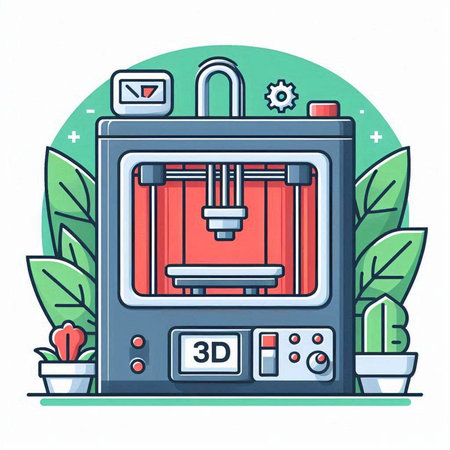 3d printer machine on white background. Vector illustration in flat style.のイラスト素材