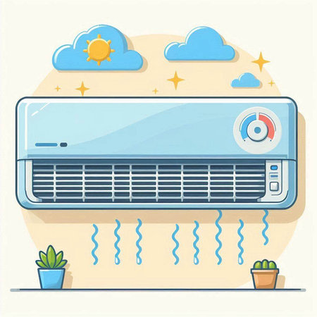 Air conditioner in flat design style. Vector illustration of air conditioner.のイラスト素材