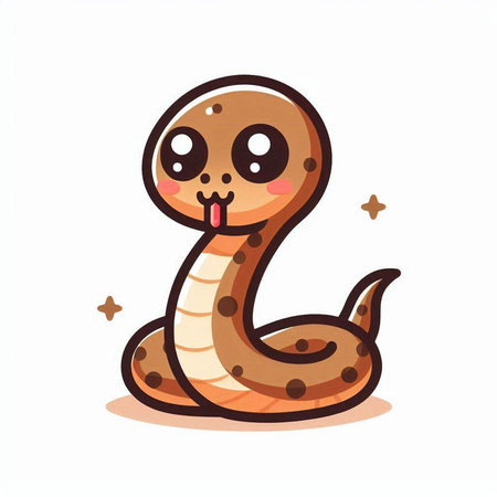 Cute cartoon snake isolated on a white background. Vector illustration.のイラスト素材