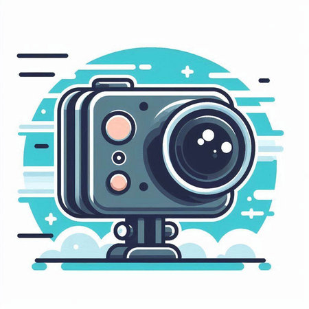 Retro camera icon. Vector illustration in flat linear style. EPS 10のイラスト素材