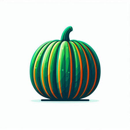 Pumpkin isolated on white background. Vector illustration in cartoon style.のイラスト素材